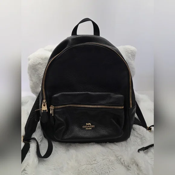 Coach Black Leather Backpack with Gold Hardware and Matching Wristlet Coach | Bags | Coach Black Leather Backpack With Gold  main image 4